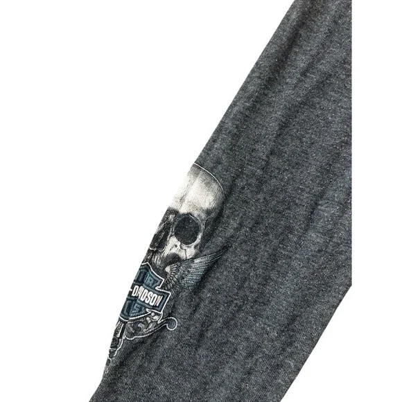 Harley Davidson Skull Wing Long Sleeve Top Womens Y2K Grunge Biker - Picture 4 of 9